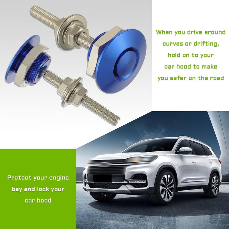 EPLZON Diameter 1.25 inch Quick Release Latch Bumper Bumper Hood License Plate Lock Clip Kit Universal Aluminum Engine Hood Pin(Pack of 2pcs,Blue) - Image 4